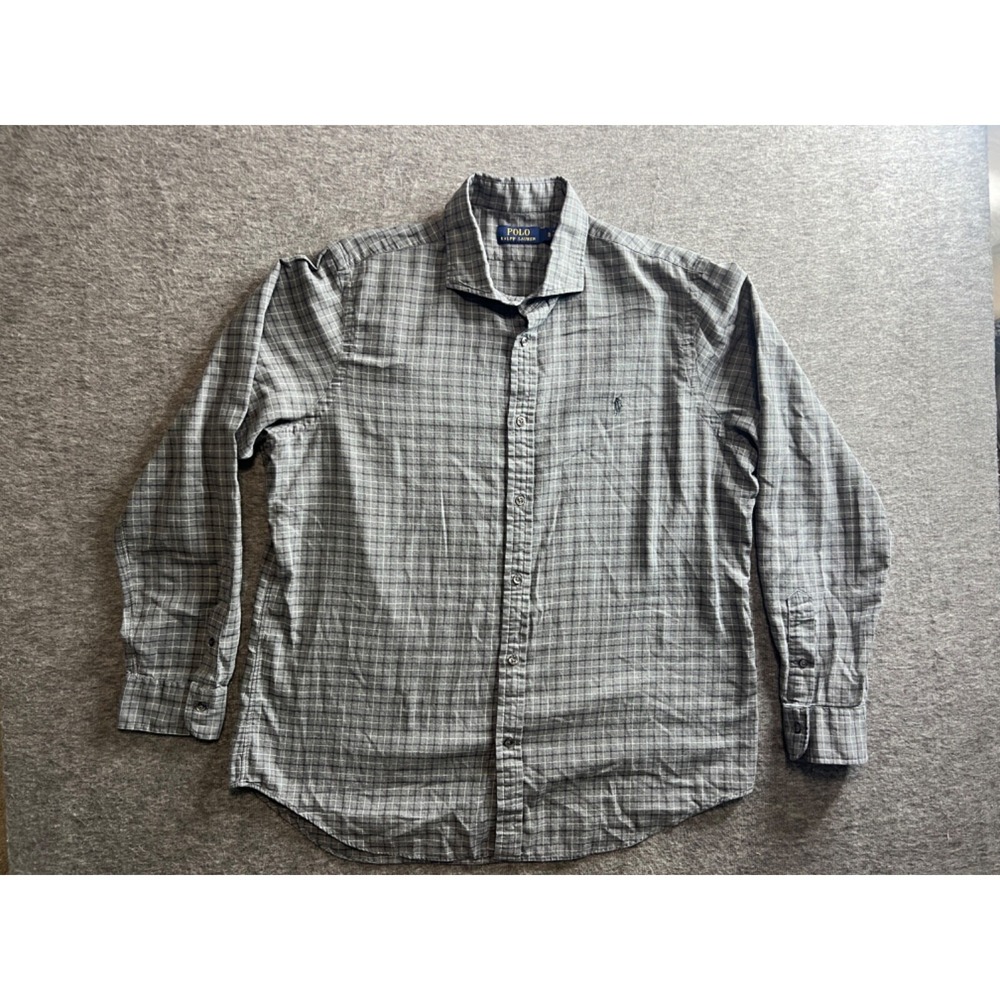 Ralph Lauren Shirt L/S Button Down Men's  Size XL TG Grey ,White & Black